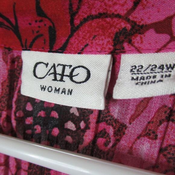Cato Pink Red floral blouse Polyester - Picture 3 of 3